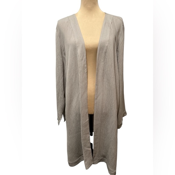 Soft Surroundings NWT Oceo Gauze Cover Up Button Taupe Cardigan Duster Resort 2X - Picture 11 of 12